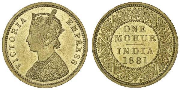 1 Mohur Raj Británico (1858-1947) Oro Victoria (1819 - 1901)