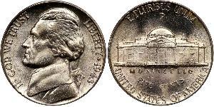 1 Nickel / 5 Cent Estados Unidos de América (1776 - ) Níquel/Cobre Thomas Jefferson (1743-1826)