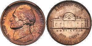 1 Nickel / 5 Cent Estados Unidos de América (1776 - ) Níquel/Cobre Thomas Jefferson (1743-1826)