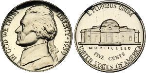 1 Nickel / 5 Cent 美利堅合眾國 (1776 - ) 銅/镍 Thomas Jefferson (1743-1826)