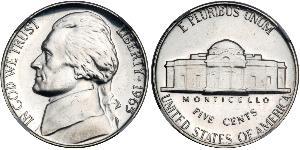 1 Nickel / 5 Cent 美利堅合眾國 (1776 - ) 銅/镍 Thomas Jefferson (1743-1826)