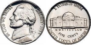 1 Nickel / 5 Cent 美利堅合眾國 (1776 - ) 銅/镍 Thomas Jefferson (1743-1826)