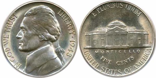 1 Nickel / 5 Cent 美利堅合眾國 (1776 - ) 銅/镍 Thomas Jefferson (1743-1826)