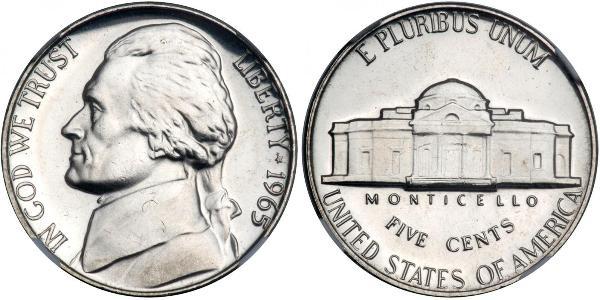 1 Nickel / 5 Cent 美利堅合眾國 (1776 - ) 銅/镍 Thomas Jefferson (1743-1826)