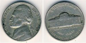 1 Nickel / 5 Цент США (1776 - ) Никель/Медь Томас Джефферсон (1743-1826)