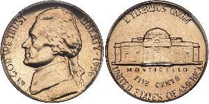 1 Nickel / 5 Цент США (1776 - ) Нікель/Мідь Томас Джефферсон (1743-1826)