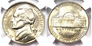 1 Nickel / 5 Цент США (1776 - ) Нікель/Мідь Томас Джефферсон (1743-1826)