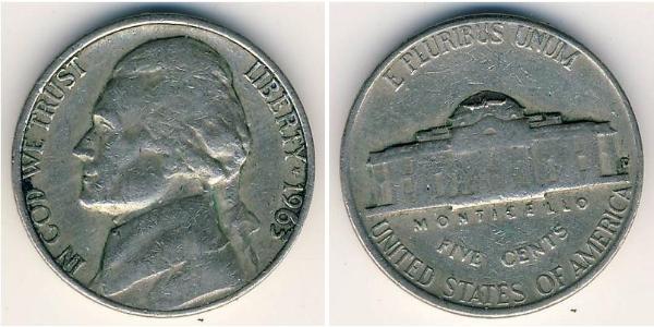 1 Nickel / 5 Цент США (1776 - ) Нікель/Мідь Томас Джефферсон (1743-1826)