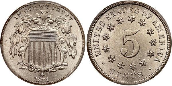 1 Nickel / 5 Цент США (1776 - ) Нікель/Мідь 