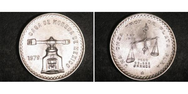 1 Onza Мексиканські Сполучені Штати (1867 - ) Срібло 