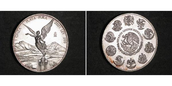 1 Onza Мексиканські Сполучені Штати (1867 - ) / Мексика Срібло 