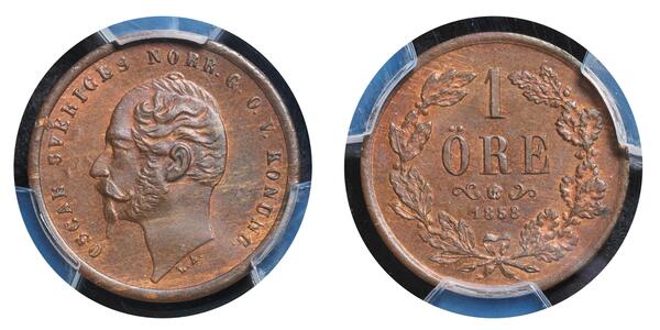 1 Ore United Kingdoms of Sweden and Norway (1814-1905) Bronze Oscar I of Sweden and Norway (1799-1859)