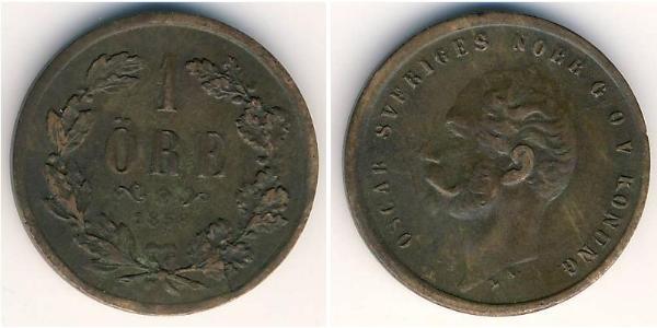 1 Ore United Kingdoms of Sweden and Norway (1814-1905) Bronze Oskar I. (Schweden) (1799-1859)
