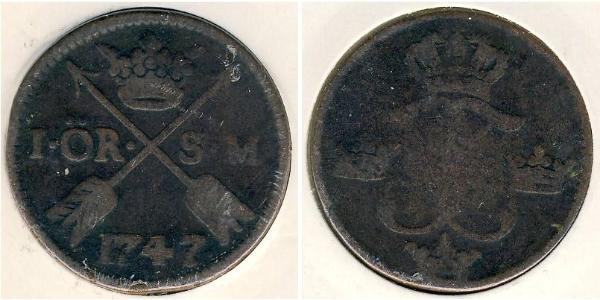 1 Ore Schweden Kupfer Friedrich (Schweden) (1676 - 1751)