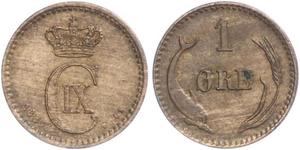 1 Ore Danimarca  Cristiano IX di Danimarca (1818-1906)