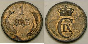 1 Ore Danimarca  Cristiano IX di Danimarca (1818-1906)