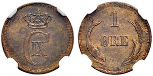 1 Ore Danimarca  Cristiano IX di Danimarca (1818-1906)