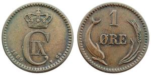 1 Ore Danimarca  Cristiano IX di Danimarca (1818-1906)