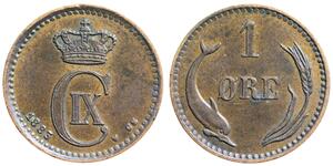 1 Ore Danimarca  Cristiano IX di Danimarca (1818-1906)