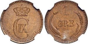 1 Ore Danimarca  Cristiano IX di Danimarca (1818-1906)