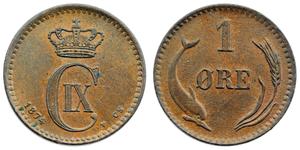 1 Ore Danimarca  Cristiano IX di Danimarca (1818-1906)
