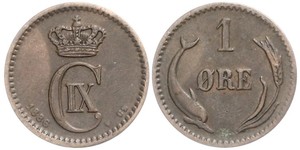1 Ore Danimarca  Cristiano IX di Danimarca (1818-1906)