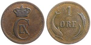 1 Ore Danimarca  Cristiano IX di Danimarca (1818-1906)