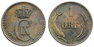 1 Ore Danimarca  Cristiano IX di Danimarca (1818-1906)