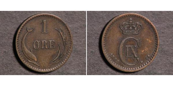 1 Ore Danimarca  Cristiano IX di Danimarca (1818-1906)