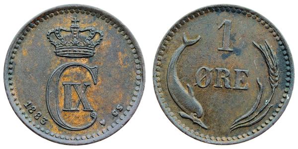 1 Ore Danimarca  Cristiano IX di Danimarca (1818-1906)