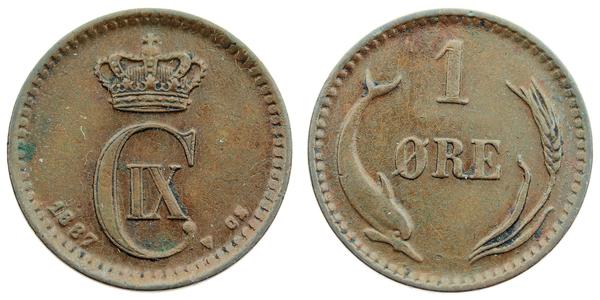1 Ore Danimarca  Cristiano IX di Danimarca (1818-1906)