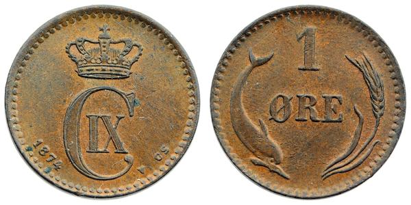 1 Ore Danimarca  Cristiano IX di Danimarca (1818-1906)