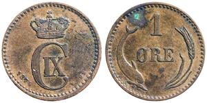 1 Ore Dänemark  Christian IX. von Dänemark (1818-1906)