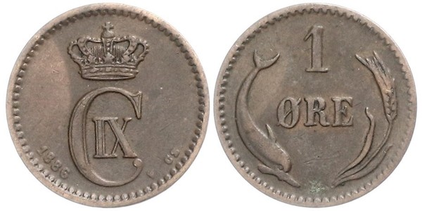 1 Ore Dänemark  Christian IX. von Dänemark (1818-1906)
