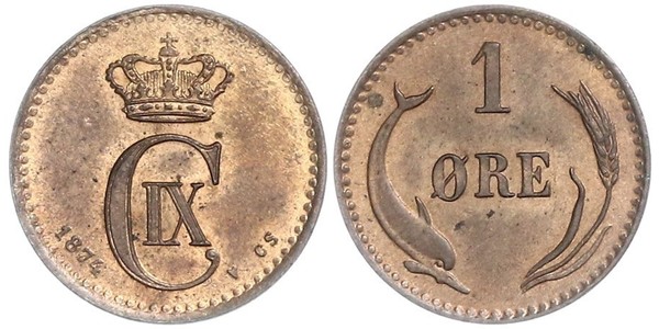 1 Ore Dänemark  Christian IX. von Dänemark (1818-1906)