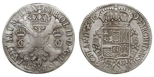 1 Patagon Spanish Netherlands Argento Carlo II di Spagna (1661-1700)