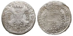 1 Patagon Spanish Netherlands Argento Carlo II di Spagna (1661-1700)