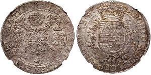 1 Patagon Spanish Netherlands Argento Carlo II di Spagna (1661-1700)