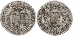 1 Patagon Spanish Netherlands Argento Carlo II di Spagna (1661-1700)