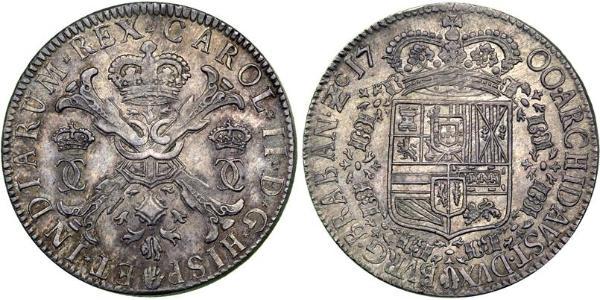 1 Patagon Spanish Netherlands Argento Carlo II di Spagna (1661-1700)