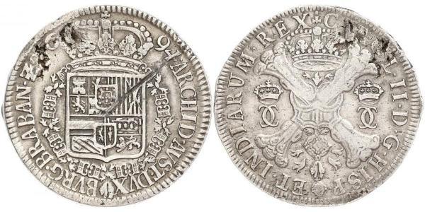 1 Patagon Spanish Netherlands (1581 - 1714) Silver Charles II of Spain (1661-1700)