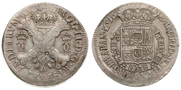 1 Patagon Испанские Нидерланды (1581 - 1714) Серебро Карл II король Испании (1661-1700)