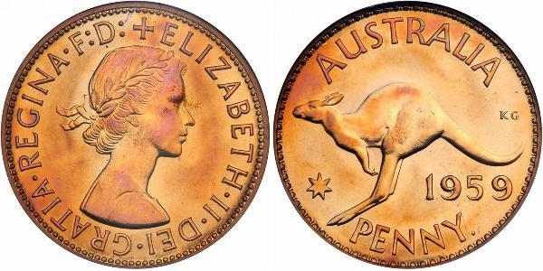 1 Penny Australia (1939 - ) Bronce Isabel II (1926-2022)