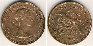 1 Penny Nueva Zelanda Bronce Isabel II (1926-2022)