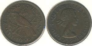 1 Penny Nueva Zelanda Bronce Isabel II (1926-2022)