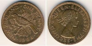 1 Penny Nueva Zelanda Bronce Isabel II (1926-2022)