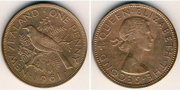 1 Penny Nueva Zelanda Bronce Isabel II (1926-2022)