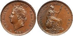 1 Penny Reino Unido de Gran Bretaña e Irlanda (1801-1922) Bronce Jorge IV (1762-1830)