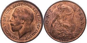 1 Penny Reino Unido de Gran Bretaña e Irlanda (1801-1922) Bronce Jorge V (1865-1936)