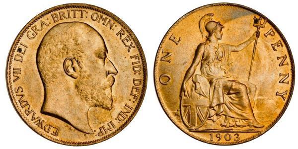 1 Penny Reino Unido de Gran Bretaña e Irlanda (1801-1922) Bronce Eduardo VII (1841-1910)